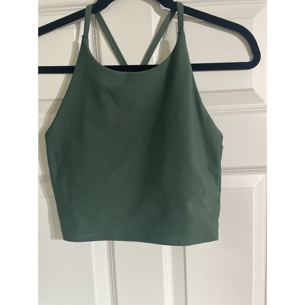 Women's Old Navy Active Green Powersoft Light Support Built in Bra Halter Tank M